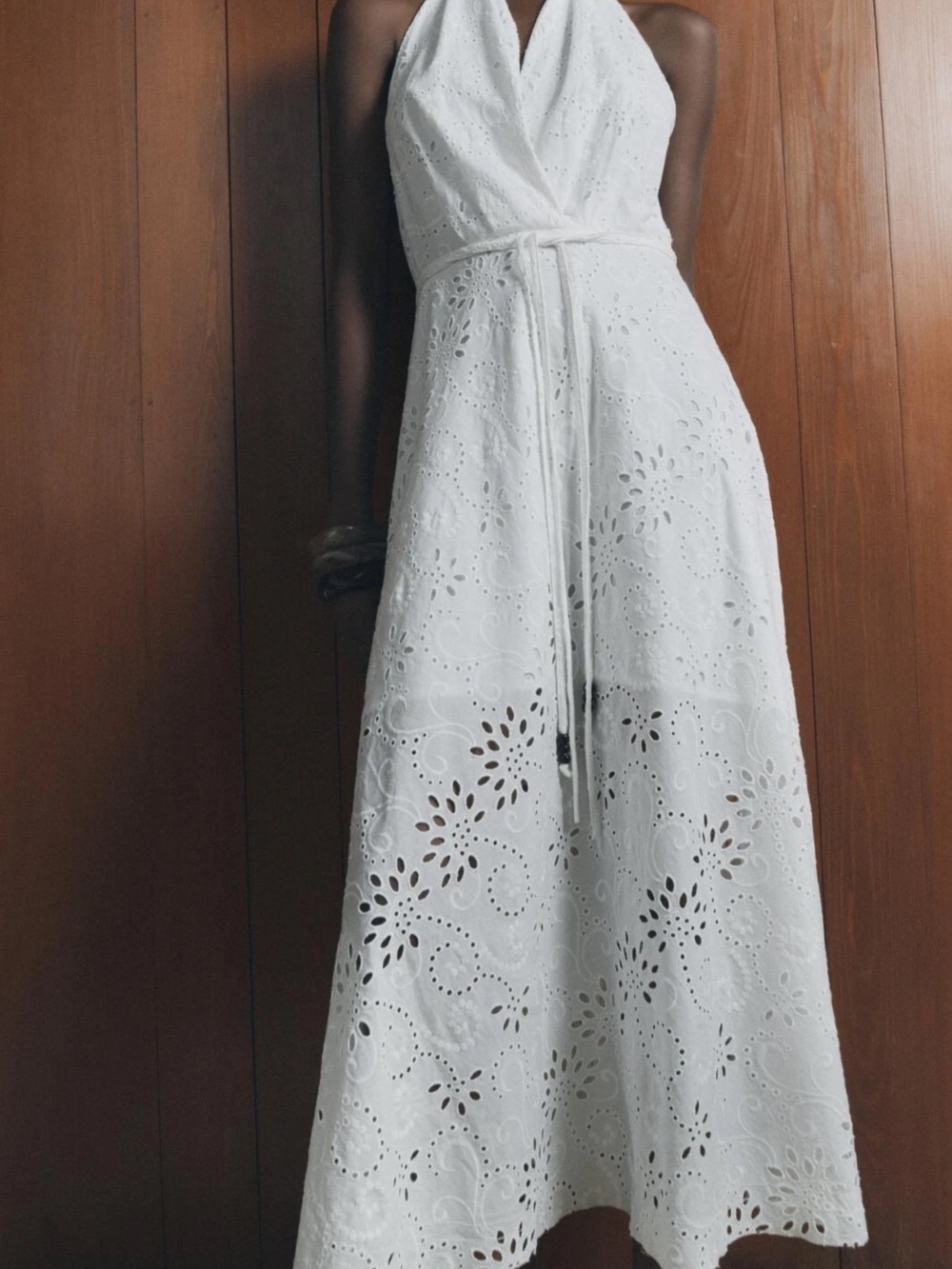Zara White One-Shoulder Eyelet Midi Dress - Picture 3 of 8